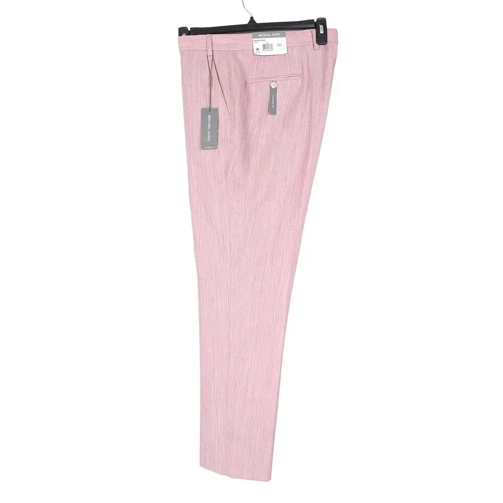 Michael Kors Mens Classic Fit 2 Piece Suit 44R 34x32 Pink Wool Linen Blend NWT